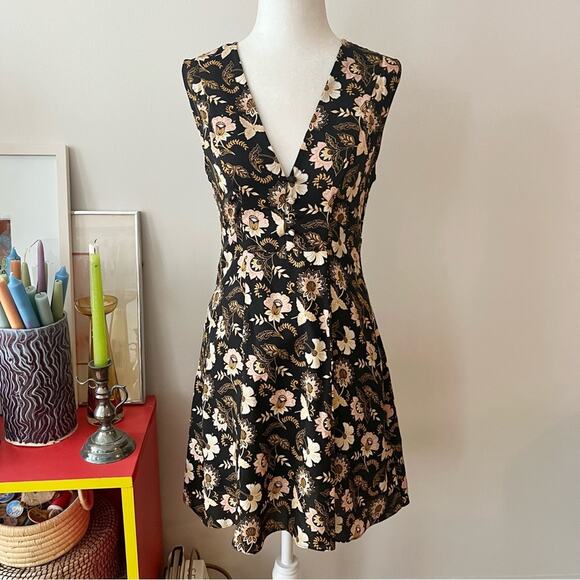 ALC x Barney's New York Sleeveless Floral Print Silk Dress - Picture 1 of 7